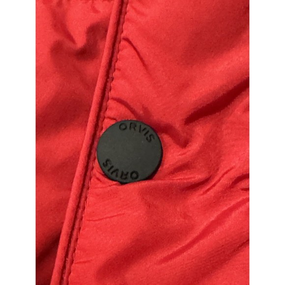 ORVIS Mens Duck Down Puffer Vest Sz L Red Button Front Zipper Pockets GUC - Picture 6 of 16
